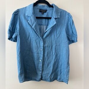 Laundry by Shelli Segal button down top women’s S denim look cropped length